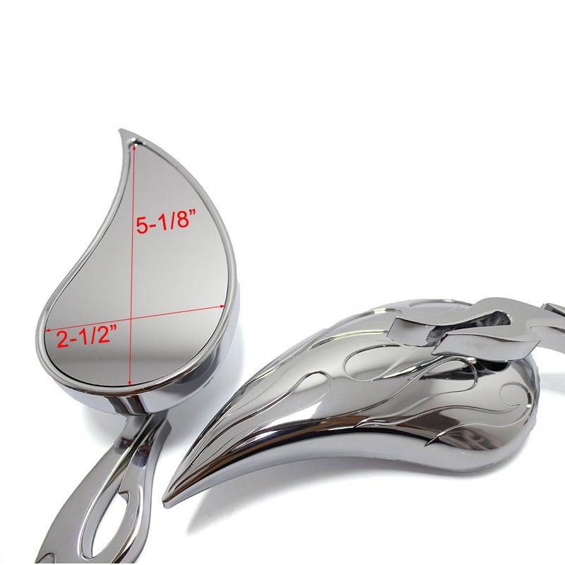 MISS MOLY Chrome Custom Flame Tear Drop Motorcycle Mirrors for Harley Davidson Sportster Street Fatboy Softail-Pair - Image 3